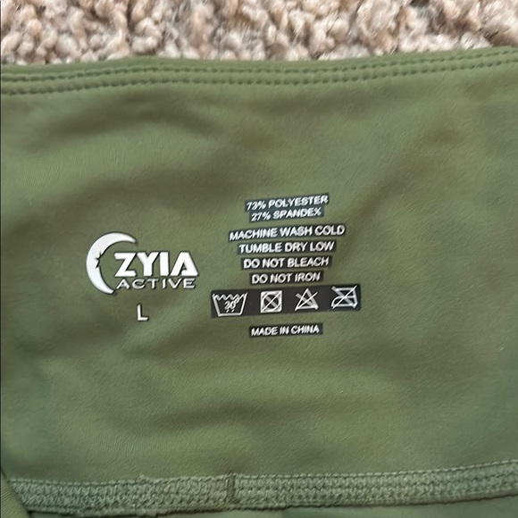Olive Green ZYIA High-Rise Crop Leggings - Picture 2 of 4
